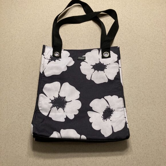 Thirty-One Zip Top Tall Tote Poppy Black & White Retired Bag - Picture 6 of 16